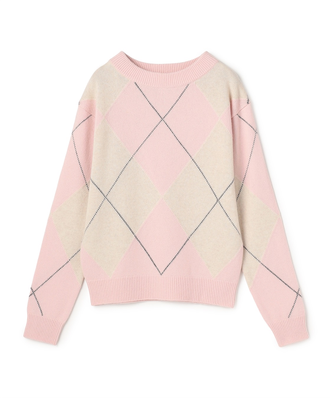 49AV JUNKO SHIMADA アーガイル柄ロングスリーブクルーネックニット_main