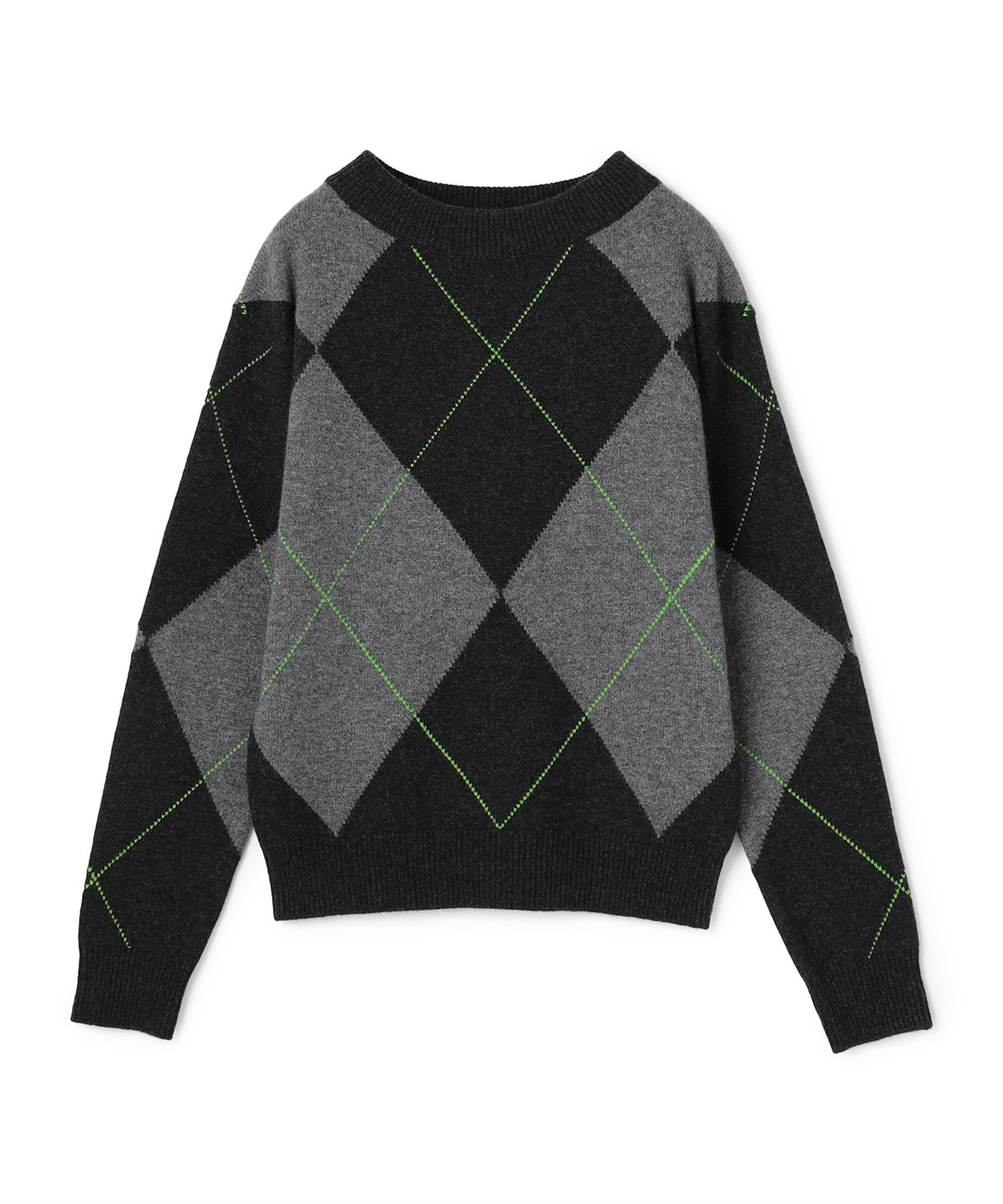 49AV JUNKO SHIMADA アーガイル柄ロングスリーブクルーネックニット_variation_1