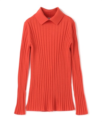 【24時間限定 FLASH SALE】キャッシュウール衿付きニット(オレンジ-9号)