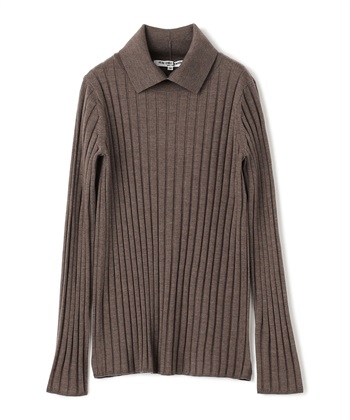 【24時間限定 FLASH SALE】キャッシュウール衿付きニット(ダークブラウン-9号)