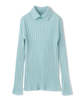 【24時間限定 FLASH SALE】キャッシュウール衿付きニット(ブルー-9号)