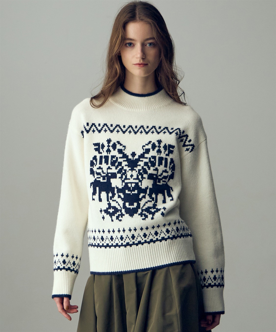 長袖ジャカードニットプルオーバー 49AV JUNKO SHIMADA｜クロスプラス