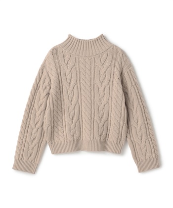 ケーブル編みハイネックニット(オフベージュ-9号)