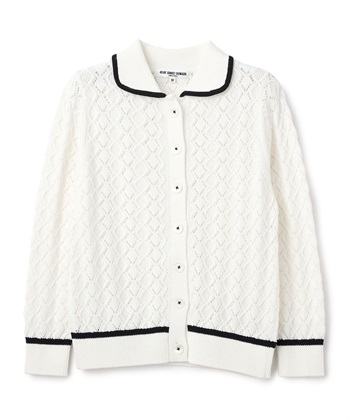 レース編み長袖カーディガン(オフホワイト-9号)