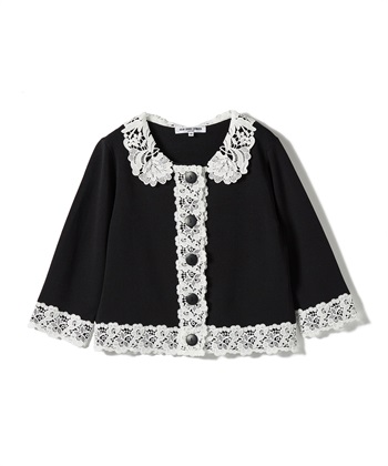 【24時間限定 FLASH SALE】レース付きカーディガン(ブラック-9号)