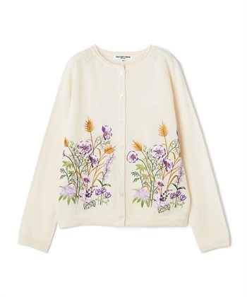 【24時間限定 FLASH SALE】フラワー刺しゅうニットカーディガン(オフホワイト-9号)