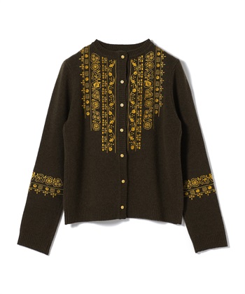 【24時間限定 FLASH SALE】エンブロイダリーニットカーディガン(ダークブラウン-9号)