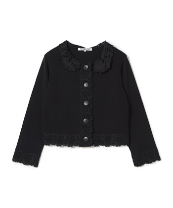 レース衿付きカーディガン(ブラック-9号)