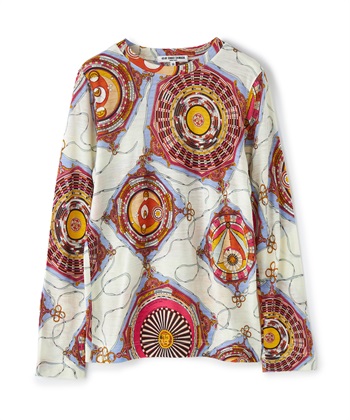 総柄プリントウールジャージーカットソー(オフホワイト-9号)