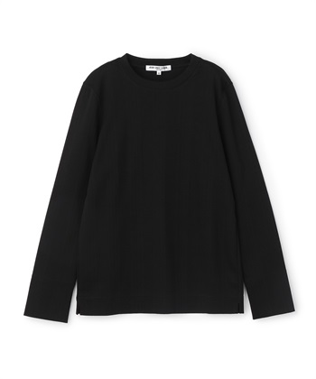 ランダムリブ編みプルオーバー長袖トップス(ブラック-9号)