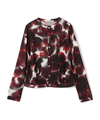 ペイントフラワー柄カーディガン(ボルドー-9号)