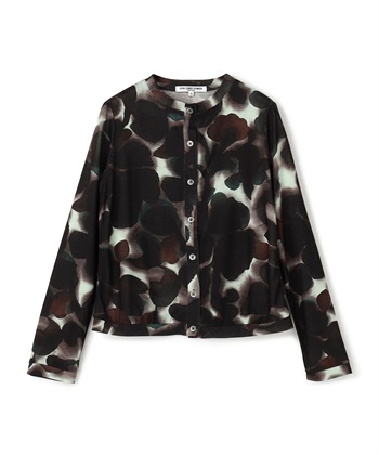 ペイントフラワー柄カーディガン(エメラルドグリーン-9号)