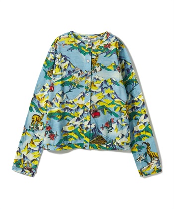 スノーマウンテンプリント柄カーディガン(ブルー系-9号)