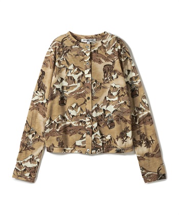 スノーマウンテンプリント柄カーディガン(ブラウン系-9号)