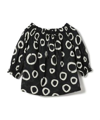 サークルプリントプルオーバーブラウス(チャコール-9号)