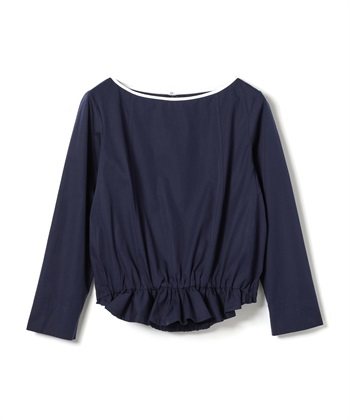 裾ギャザーコットンブラウス(ネイビー-9号)