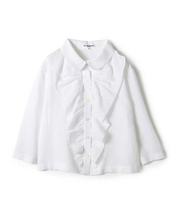 フロントフリル麻ブラウス(ホワイト-9号)