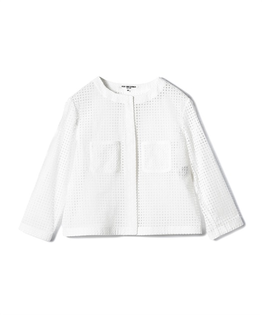 49AV JUNKO SHIMADA ドットレースノーカラージャケット