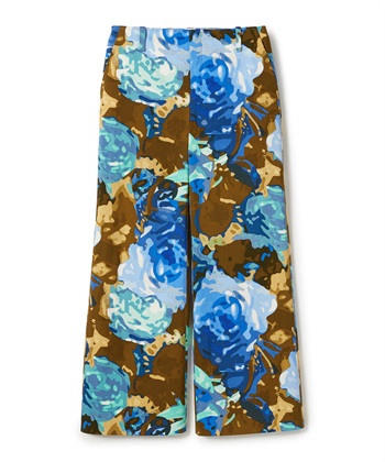 ローズ柄ワイドパンツ(ブルー-9号)