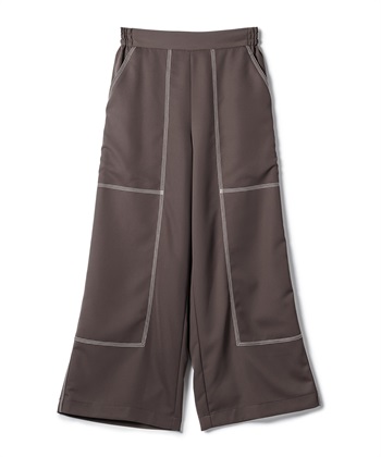 シルフィルダブルステッチ入りワイドパンツ(グレー-9号)