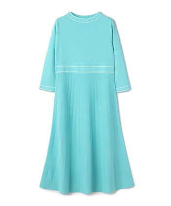 【TIME SALE】配色ニットワンピース(ターコイズ-9号)