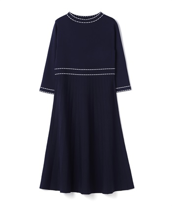【TIME SALE】配色ニットワンピース(ネイビー-9号)