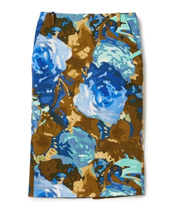 ローズ柄タイトスカート(ブルー-9号)