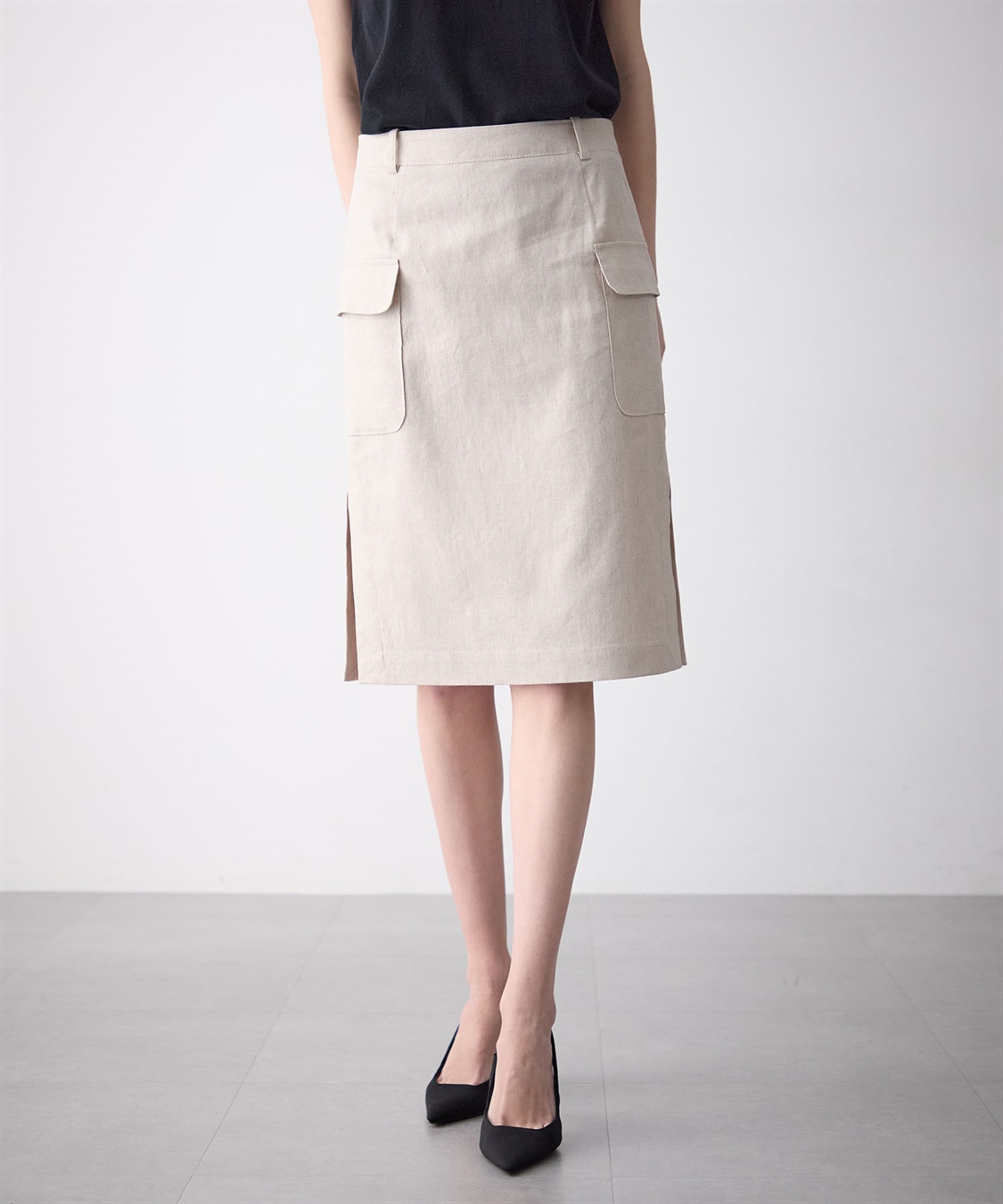 49AV JUNKO SHIMADA リネン混ポケットつきスカート_main
