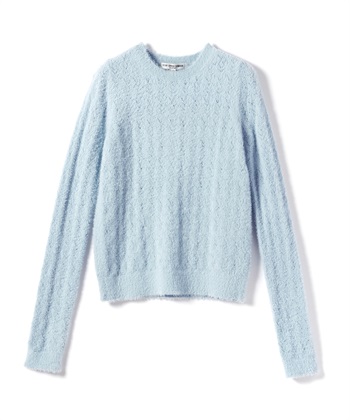 透かし編みプルオーバーニット(ブルー-9号)