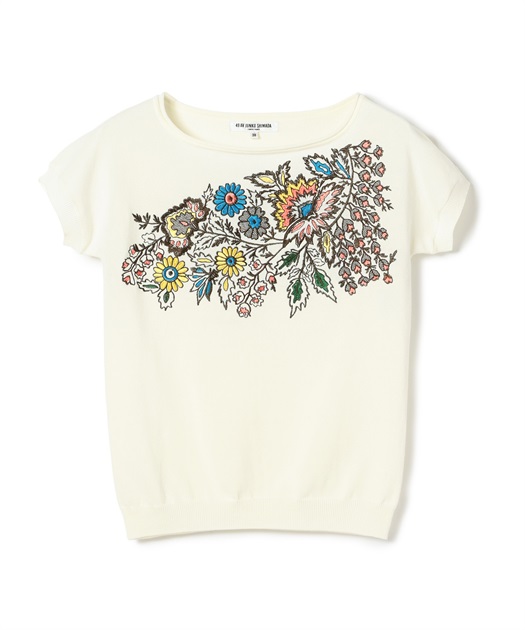 49AV JUNKO SHIMADA フラワー刺繍入り半袖ニット