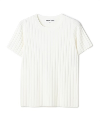 リブニット半袖プルオーバー(オフホワイト-9号)