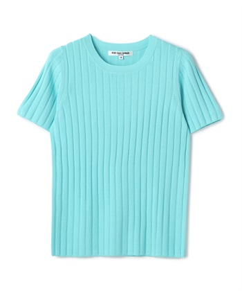 リブニット半袖プルオーバー(ターコイズ-9号)
