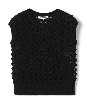 透かし編みノースリーブニット(ブラック-9号)