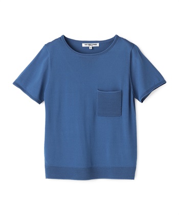 【WEB限定】ポケット付き半袖ニット(ブルー-9号)
