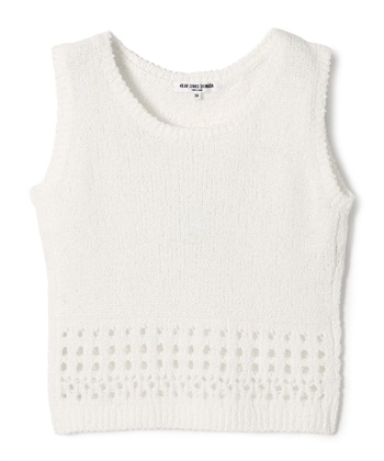 透かし編みニットベスト(オフホワイト-9号)