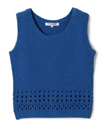 透かし編みニットベスト(ブルー-9号)