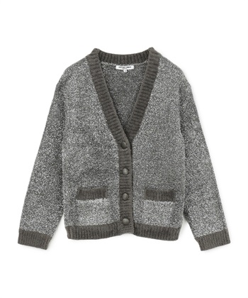 配色モールニットカーディガン(ライトグレー-9号)