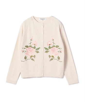 ローズ刺?入り長袖カーディガン(オフベージュ-9号)