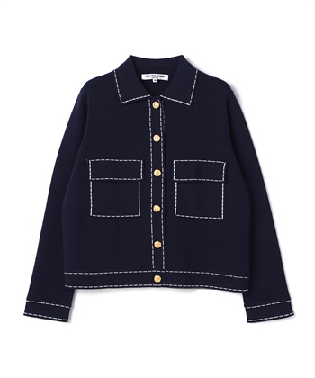 配色ラインニットカーディガン(ネイビー-9号)