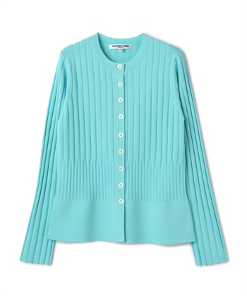 リブニットカーディガン(ターコイズ-9号)