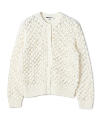透かし編みニットカーディガン(オフホワイト-9号)