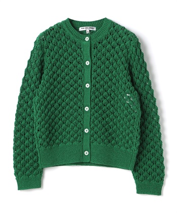 透かし編みニットカーディガン(グリーン-9号)