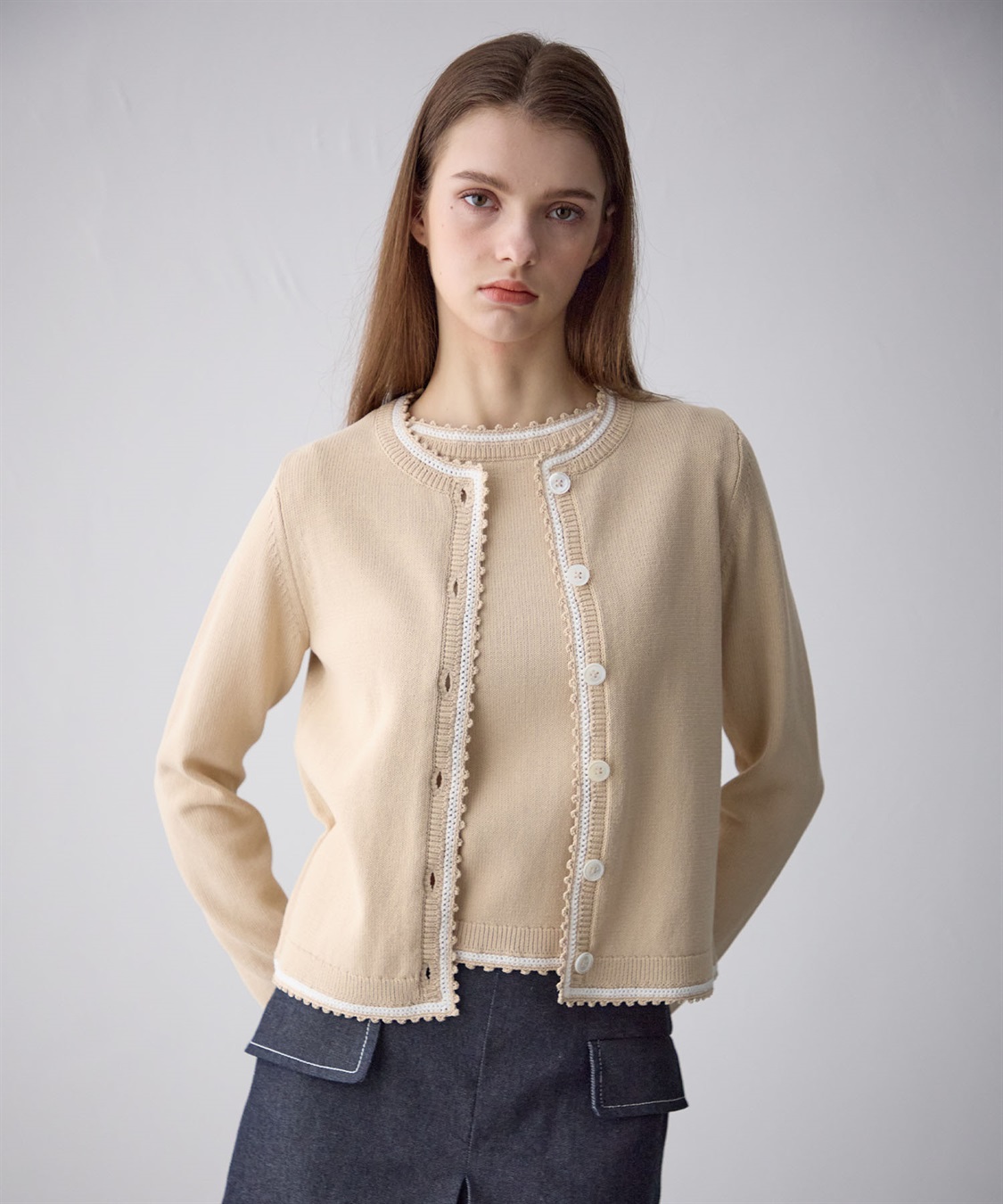 GOLDEN WEEK SALE】配色ラインニットカーディガン 49AV JUNKO SHIMADA