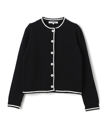 配色ラインニットカーディガン(ブラック-9号)