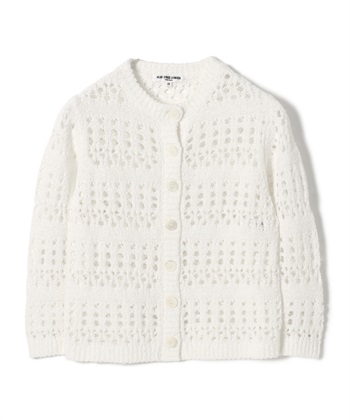 透かし編みニットカーディガン(オフホワイト-9号)