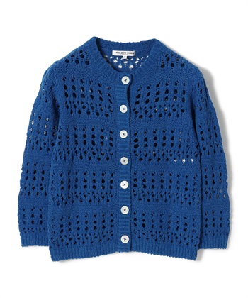 透かし編みニットカーディガン(ブルー-9号)