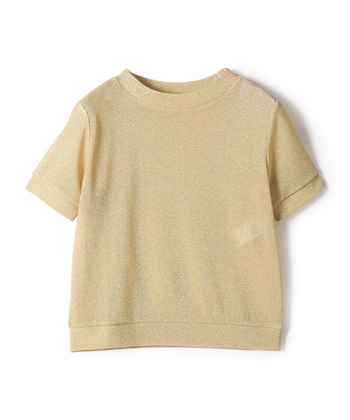 ラメニット半袖トップス(ゴールド-9号)