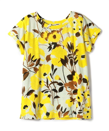 フラワープリント半袖カットソー(イエロー-9号)
