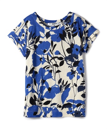 フラワープリント半袖カットソー(ブルー-9号)