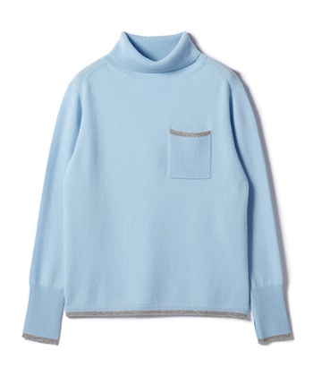【24時間限定 FLASH SALE】【WEB限定】カシミヤ配色ニットプルオーバー(サックス-7号)